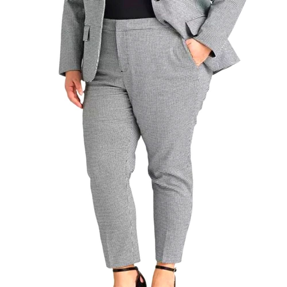 Lauren Ralph Lauren Black & White Houndstooth Cropped Dress Pants